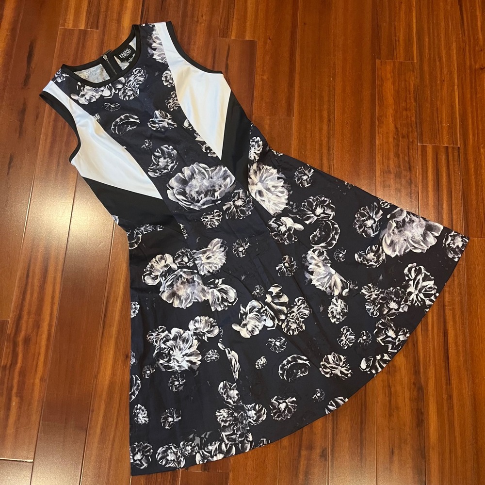 Prabal Gurung Floral Dress Target Collab Black‎ White Floral Sleeveless Size 4